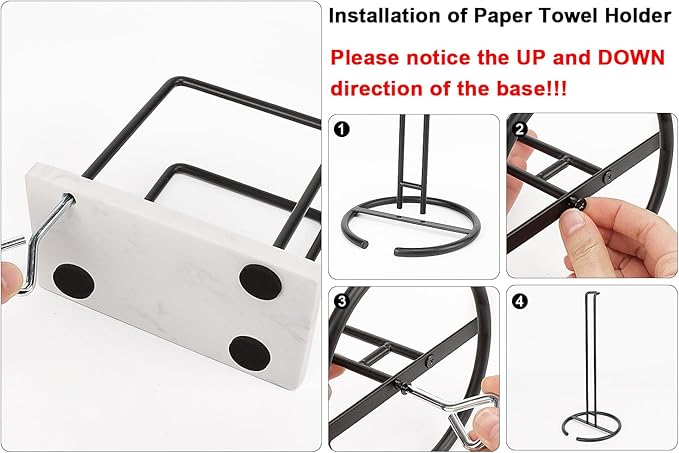 Livabber Napkin Holder, Metal Napkin Storage Modern Freestanding Tissue Paper Dispenser for Table Kitchen Countertop (Marble Base, Black Napkin Holder Set-2)