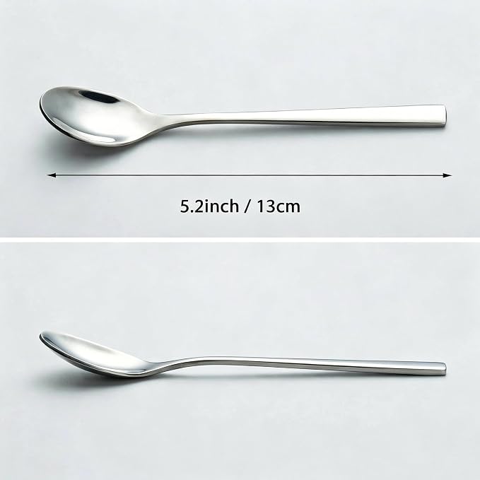 IMEEA 5.2 Inch Coffee & Tea Spoons, SUS304 Stainless Steel Small Dessert Spoons - Image 3