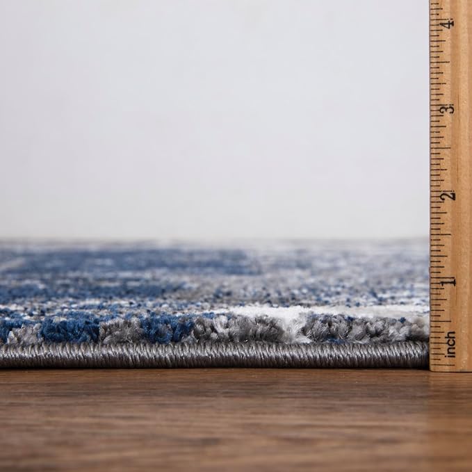 Keen Home Design Area Rugs - 2x3 Non-Shedding, Abstract Rugs for Kitchen, Living Room, Bedroom, Dining Room, Entryway - Size: 2' x 3', Navy/Grey/White