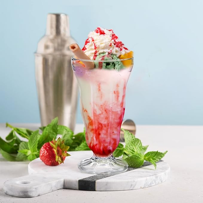 6 Pack Acrylic Milkshake Glasses, 15 OZ Plastic Old Fashioned Soda Glass - Image 4