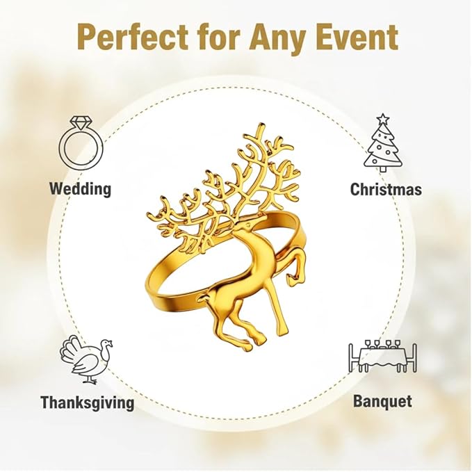 100 Pcs Gold Napkin Rings Bulk Delicate Napkin Holder for Dining Wedding Party Banquet Table Decroration Christmas and Daily Use