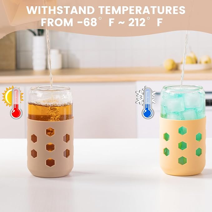 Mrsdry 16 oz Glass Cups with Lids and Straws - Image 4