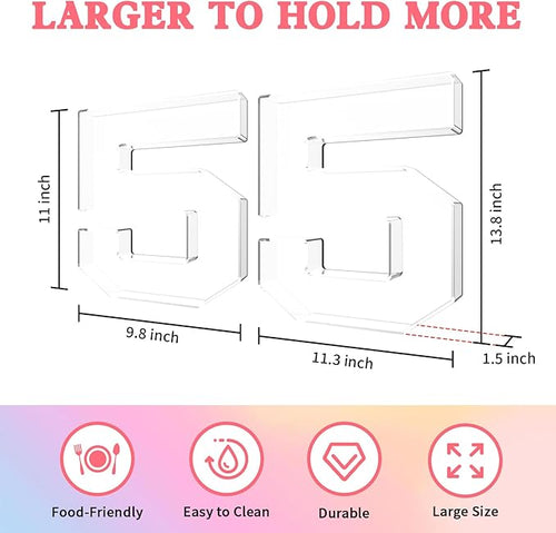 13.8" Acrylic Number Charcuterie Tray, Fillable Number Charcuterie Box for Food, Reusable Serving Cake Candy Dish Display Tray for Birthday Anniversary Party Decoration (Square Number 5)