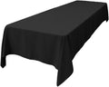 LA Linen Polyester Poplin Washable Rectangular Tablecloth, Stain and Wrinkle Resistant Table Cover 60x144, Fabric Table Cloth For Dinning, Kitchen, Party, Holiday 60 by 144-Inch, Black 60 in x 144 in