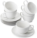 BTaT- Cappuccino Cups with Saucers 7 oz, Au Lait, Flat White, Dishwasher by BrewToATea