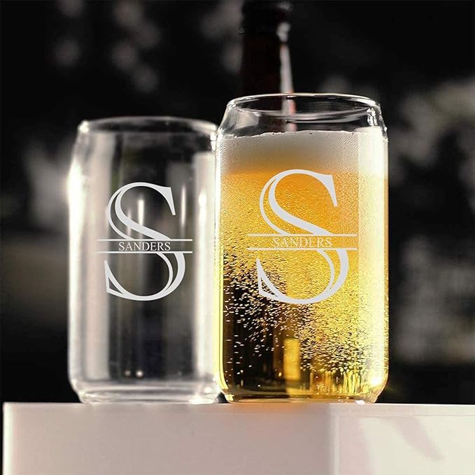Personalized Gifts for Men - Engraved Beer Glasses - Custom Etched Pint Glass Gifts for Guys, Women - Great for Husband, Couples, Dad - Valentine's, Housewarming