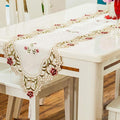 LeLehome 15" X 86" Classic Table Runner, Flowers Embroidery Lace Beige Floral by LeLehome