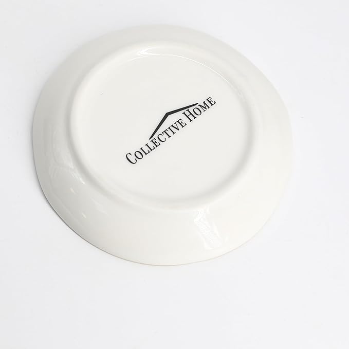 COLLECTIVE HOME - Ceramic Jewelry Tray, Decorative Trinket Dish for Rings Earrings Necklaces Bracelet Watch Keys, Birthday Mother's Day Christmas Gift for Women, 4.75", Glossy (p)