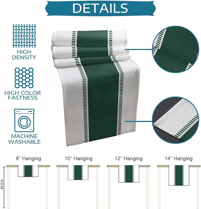 Green Table Runners 36 inches Long, Modern Stripes Table Runner Dresser Scarves - Image 7