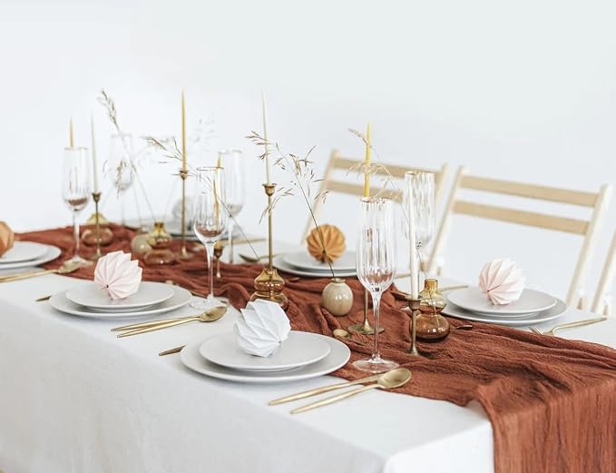 12 Pack Terracotta Cheesecloth Table Runner 10ft Boho Gauze Cheese Cloth Table - Image 2