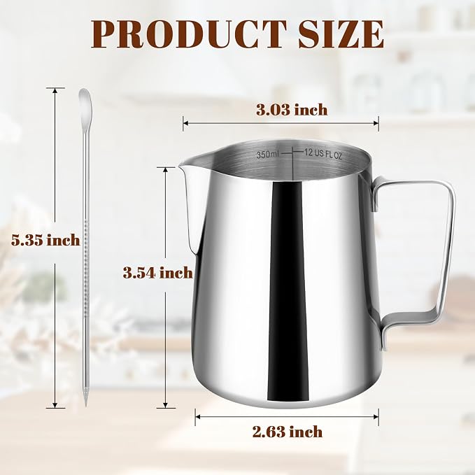 Amrules Milk Frothing Pitcher, 12oz Milk Frother Cup - Image 2