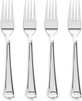 Prestee 300 Count Plastic Forks - 7 Inch Heavy Duty Disposable Silverware - Bulk Fancy Silver Fork Set for Table Decor - Durable Plastic Silverware for Parties, Events and Christmas Holidays