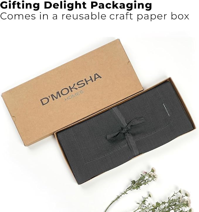 Signature Linen™ by D'Moksha Charcoal Grey Table Runner 72 Inches Long - Image 4