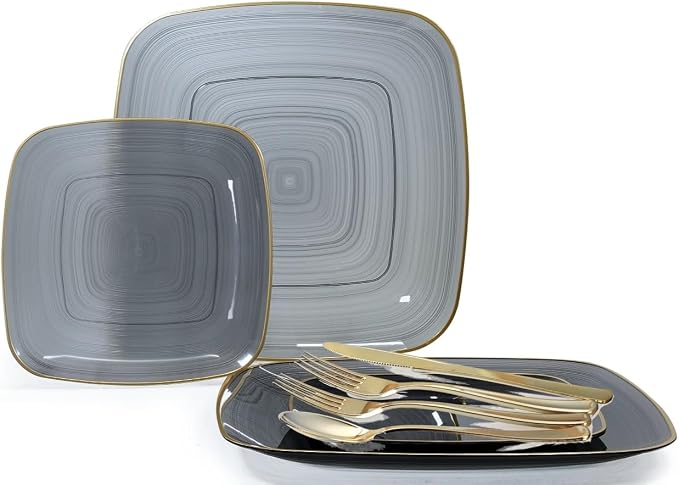 " OCCASIONS " 150 Piece set-Wedding Plastic Plates & cutlery -Disposable by OCCASIONSFINESTPLASTICTABLEWARE