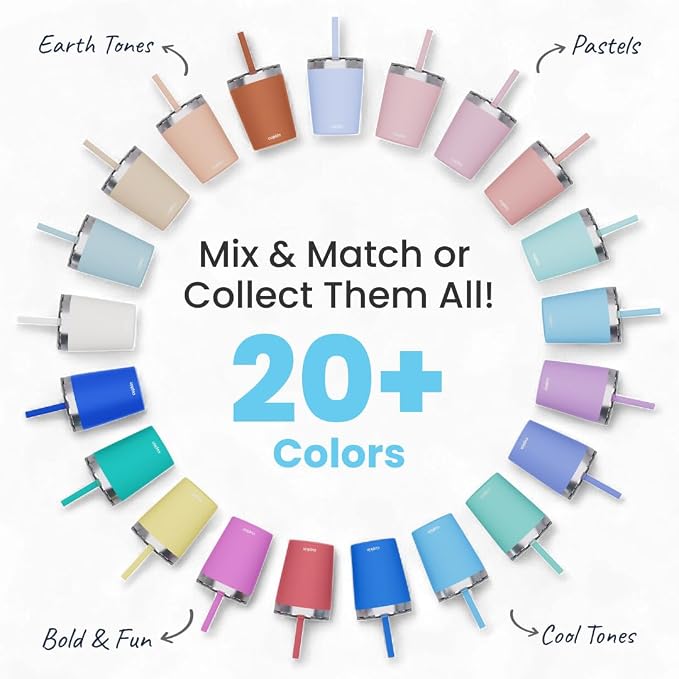 CUPKIN Toddler Tumblers, The Original 12 oz Stackable Stainless Steel Cups - Image 8