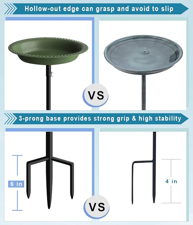 Koutemie Bird Bath for Outside 1-¼ Gallon Detachable, Deep Green, 29 Inch | - Image 4