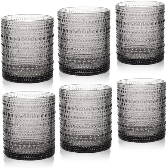 Cocktail Glasses 10 oz Hobnail Drinking Glasses Set of 6, Vintage Glassware by JPPSUJJ