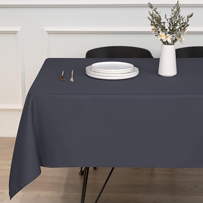 sancua Rectangle Tablecloth - 70 x 120 Inch - Stain and Wrinkle Resistant Washable Polyester Table Cloth, Decorative Fabric Table Cover for Dining Tables, Buffet Parties and Camping, Grey