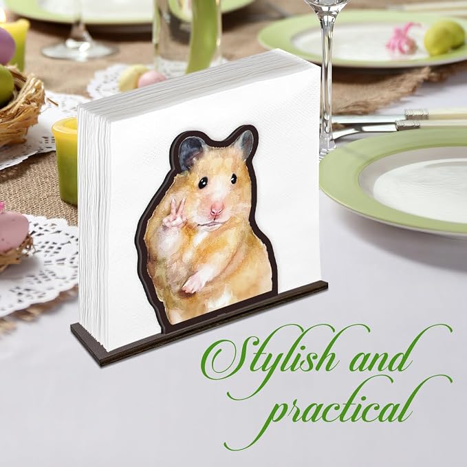 Cute Wooden Napkin Holder Hamster Design Farmhouse Animal Wood Napkin Holder - Image 5