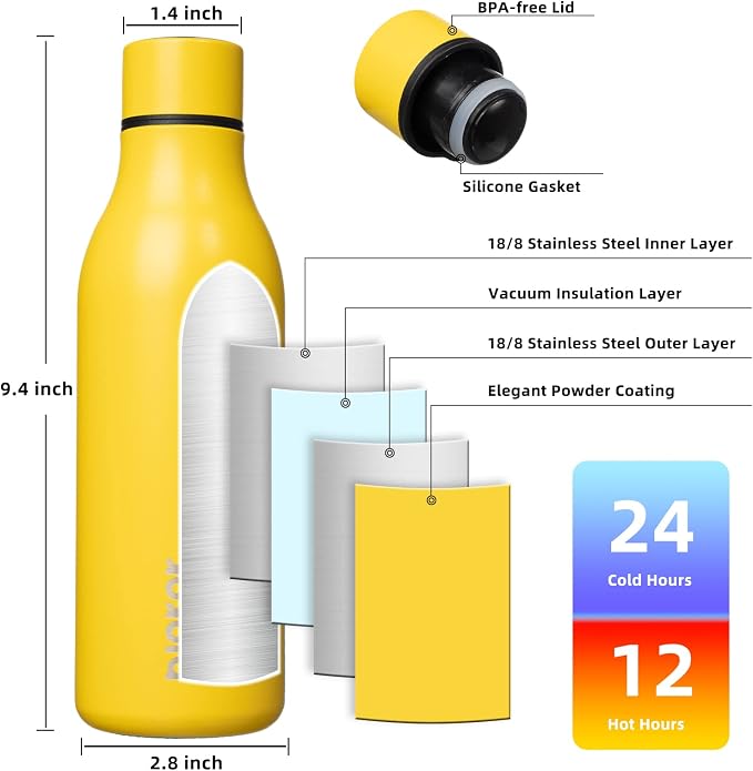BJPKPK 18oz Insulated Water Bottle, Stainless Steel Bottle - Image 3