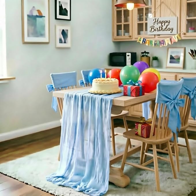 Baby Blue Cheesecloth Table Runner 120 Inches 10 Pack Gauze Table Runner | - Image 3