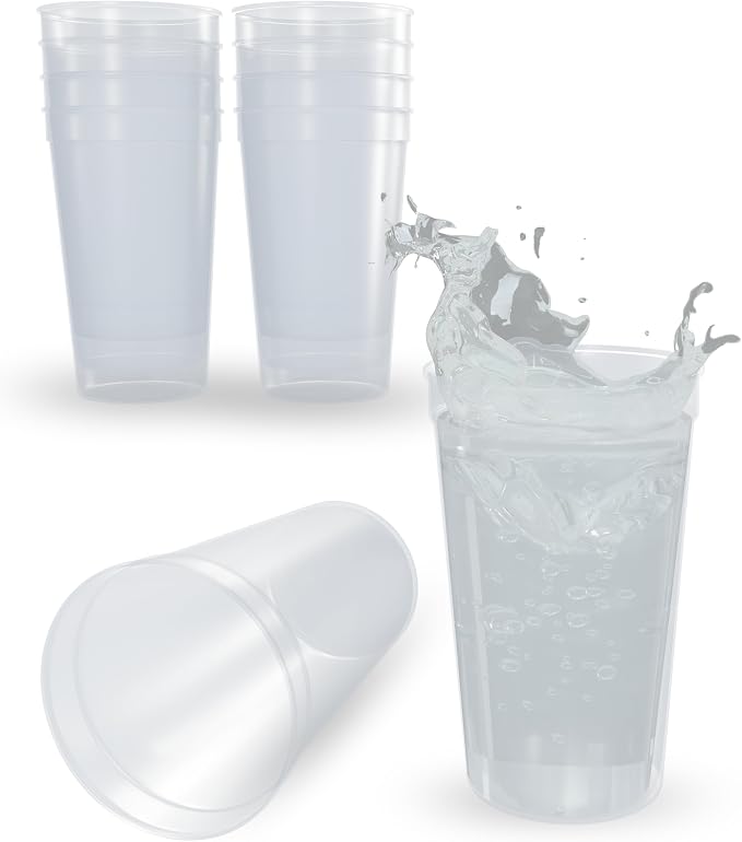PartyPrints 10 Pack 22 oz Clear Reusable Blank Plastic Cups, Colored Plastic by PartyPrints