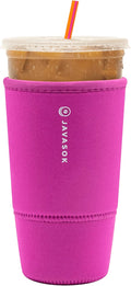 Sok It JavaSok Iced Coffee & Cold Soda Insulated Neoprene Cup Sleeve (Bright Pink, XXLarge: 44-48oz)