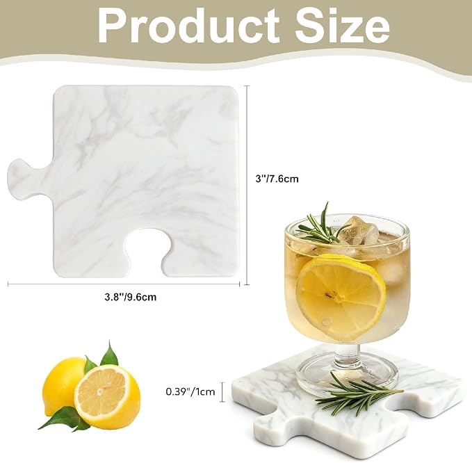 Marble Coasters Set of 4, Aturalux Luxury Aesthetic Modern Decor - Image 5