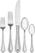 Mikasa Regent Bead 65-Piece Flatware Set for 12, 18/10 Stainless Steel Silverware with Full Service and Serving Utensils, Classic Beaded Edge Design
