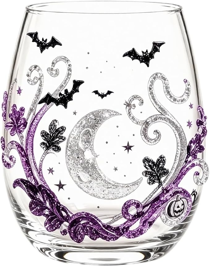 Halloween Printed Glass Cup, Ghost Pumpkin Themed Handleless Water Tumbler 15oz - Image 2