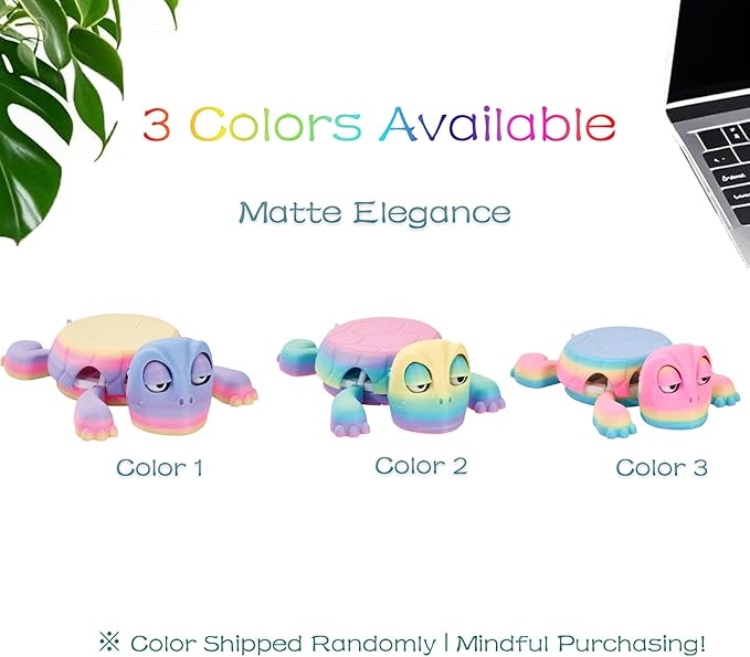 3D Printed Funny Turtle Coasters - Colorful Wacky Turtle Coaster Stress Relief Toys, Desktop Decorations for Home, Office, Party, One Piece (Matte Elegance)