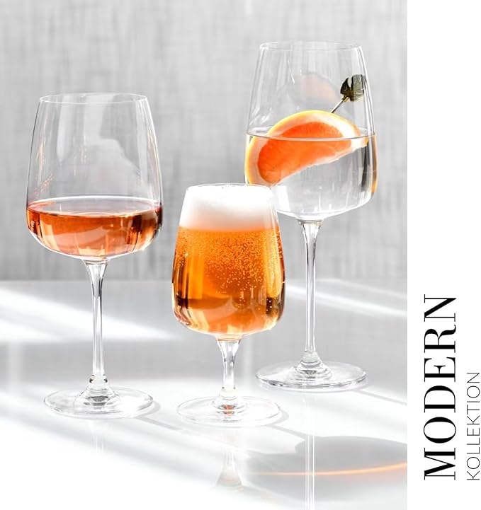 Krosno Red Wine Glasses, Set of 4, 20.3 oz, Modern Collection, Versatile and Durable Crystalline Glass, Pristine Clarity and Long-Lasting Shine, Dishwasher Safe, Made in Europe