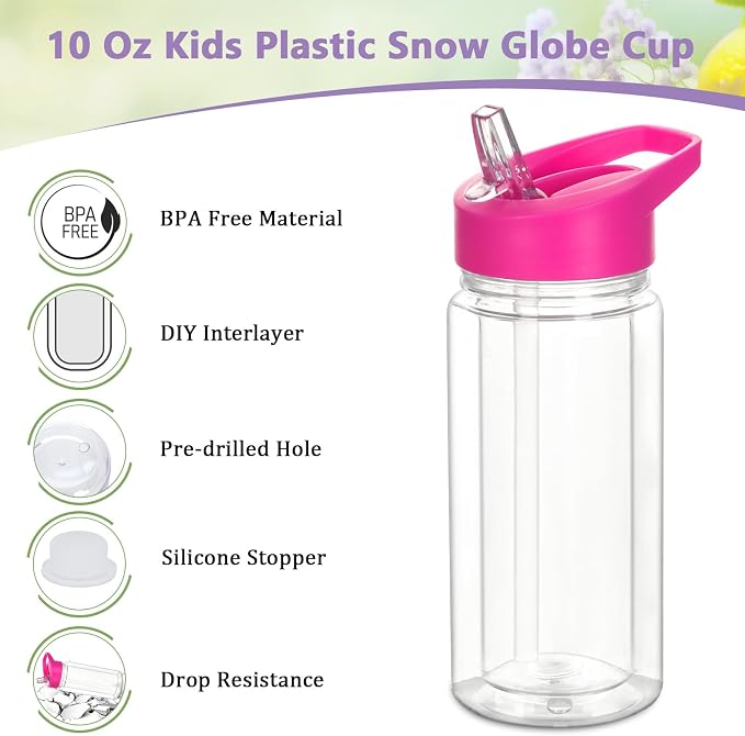 10 Pack 10 Oz Plastic Snow Globe Tumbler - Image 4