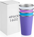 Mimorou 4 Pack 16 oz Stainless Steel Pint Cups Metal Cups Unbreakable Drinking by Mimorou