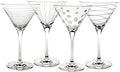Mikasa Cheers 10-Ounce Martini Glasses, Fun Etched Designs, Durable Clear Glass by Mikasa