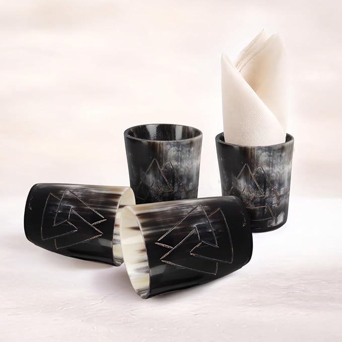 Handicrafts Home Viking Horn Shot Glasses Set of 4, Handmade Natural Ox Horn - Image 3