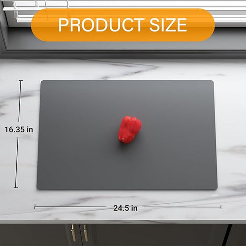 2-Pack Extra Thick Silicone Counter Mats - 24”x16” Large Heat Resistant Kitchen Countertop Protector, Non-Slip Hot Pad Trivet for Air Fryer, Hot Pots & Pans, Coffee Maker(Grey)