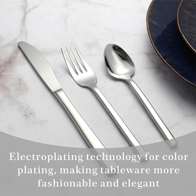 Silverware Set for 4,20 Pieces Forged Stainless Steel Flatware Set Cutlery Set,Heavy Duty and Modern Desgin,Fancy Tableware Cutlery Set for Home,Restaurant,Mirror Polished,Dishwasher Safe