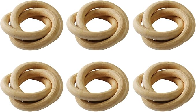 wonlex Wooden Napkin Rings Set of 6, Farmhouse Wood Napkin Ring, Handmade by wonlex