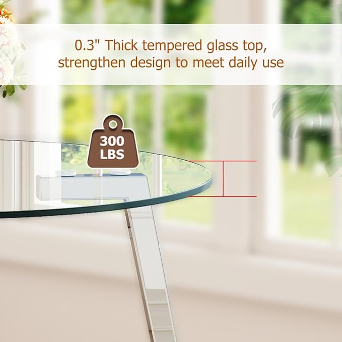 42" Round Glass Dining Table Set for 4,Modern Breakfast Table Set for 4 with Silver Chrome Legs,Space Saving Kitchen Table and Grey Chairs for Apartment,Easy Assembly