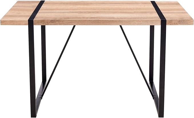 55'' Kitchen Table,Dinner Table for 4-6, Kitchen & Dining Room Tables,Wood Dining Table with Metal Legs for Living Room & Dining Room