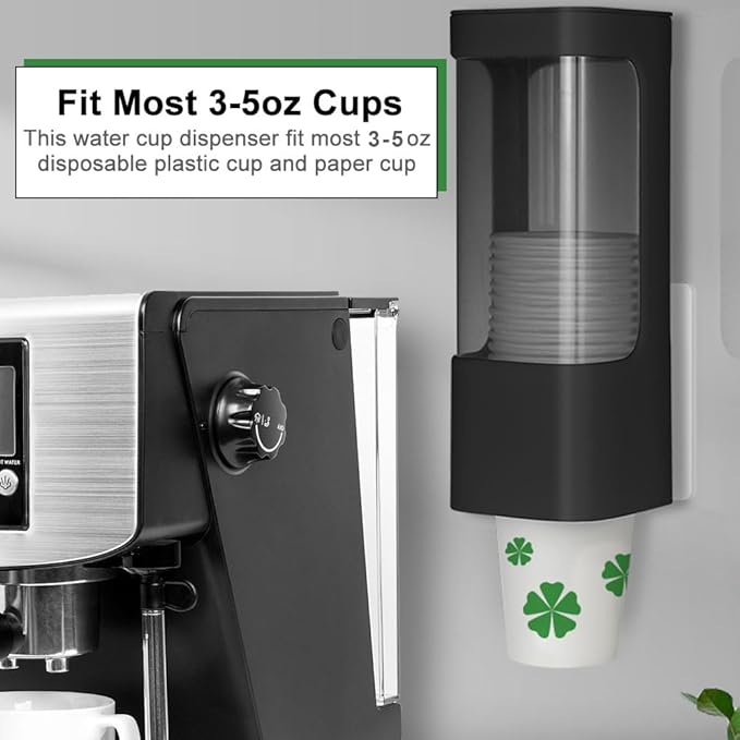 Cup Dispenser, Wall Mount Water Cooler Cups Holder Fit 3-5oz Cup | Fit Paper & - Image 5