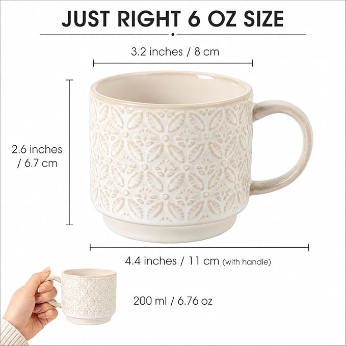 6 Oz Coffee Cups Set of 4, Espresso Cups - Image 5