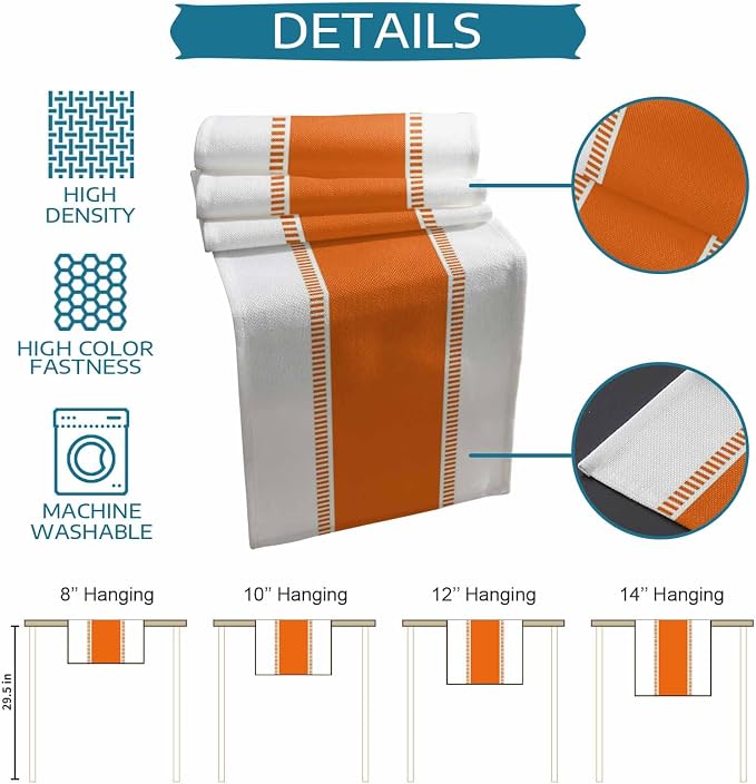 Orange Short Table Runners 36 inches Long, Stripes Table Runner Farmhouse - Image 7