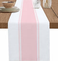 Pink Stripe Table Runners 72 inches Long, Linen Boho Table Runner Farmhouse by Futuregrace