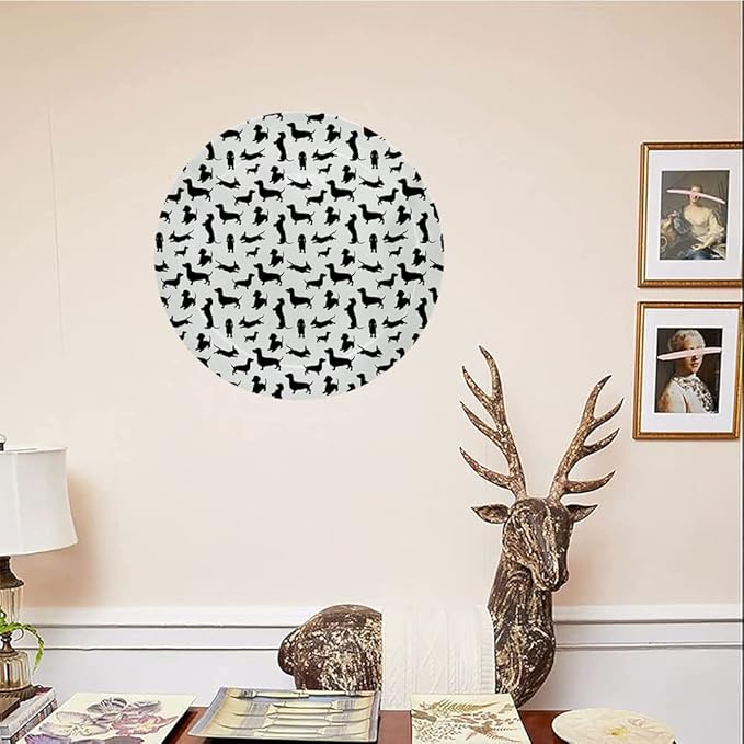 Ceramic Plates, Dog Lover Decorative Ceramic Plates, Monochrome Dachshunds in Numerous Stances Active Life, 6 Inch, for Dining, Parties, Wedding, Black White