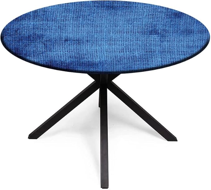 Small Round Tablecloth, Navy Blue Deco Washable Polyester Table Cloth for, Faded Burlap Texture Old Fashioned Grunge, Fit Round Tables 44inch Diameter, for Xmas/Parties/Home, Royal Blue