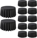 12 Pack Round Tablecloth 90 Inch Cloth Black Tablecloth for Round Tables, Washable Polyester Table Cloth Stain and Wrinkle Resistant Decorative Table Cover for Wedding Party Dining Banquet