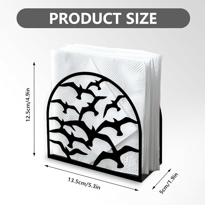 Flock of Birds Decorative Black Metal Napkin Holder for Table, 5.3" x 4.9" x 1.9" Animal Birds Standing Napkin Holder for Home Kitchen Restaurant Picnic Party Coffee Bar Dining Room