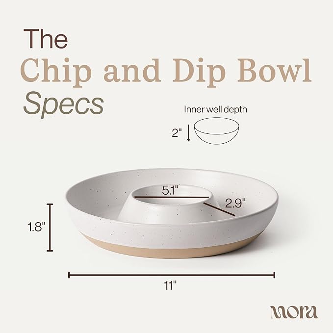 Mora Ceramic Chips and Dip Serving Tray: Large Divided Party Bowl Set - Image 2
